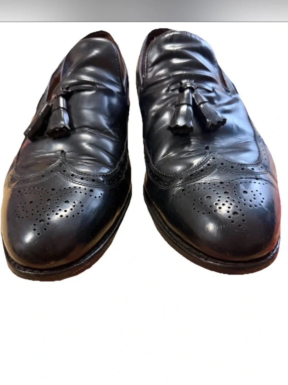 Vintage Allen Edmonds Shoe Sz 14 Berwick Leather Tassel‎ Loafers Brogue Detail